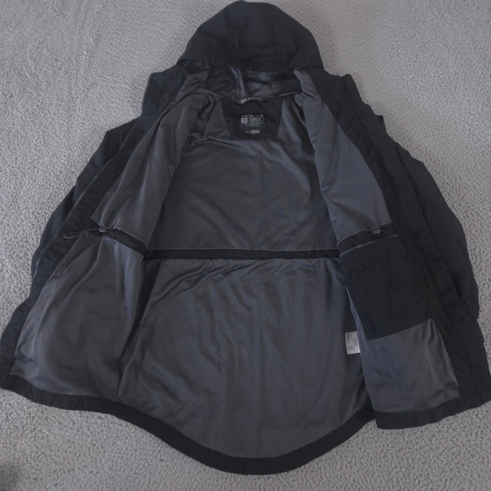 Carhartt Jacket Womens S Black Rockford Nylon Rain Defender Hooded Windbreaker - Picture 4 of 9